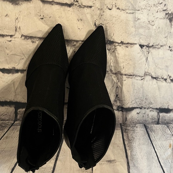 Chic Black Mesh Heeled Boots - Picture 8 of 12